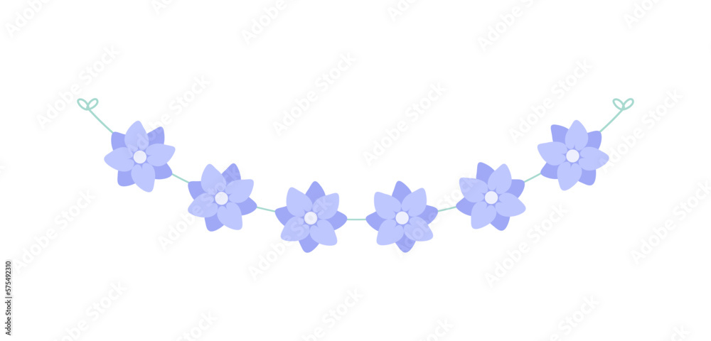 Cute spring floral garland illustration. Flower buntings for springtime designs.