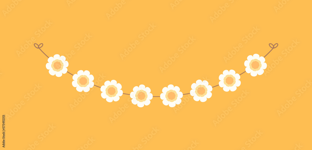Cute spring floral garland illustration. Flower buntings for springtime designs.