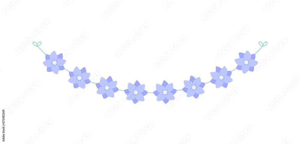 Cute spring floral garland illustration. Flower buntings for springtime designs.