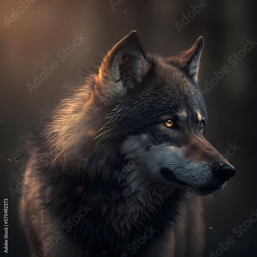 portrait of a wolf. Generative AI © premiumdesign