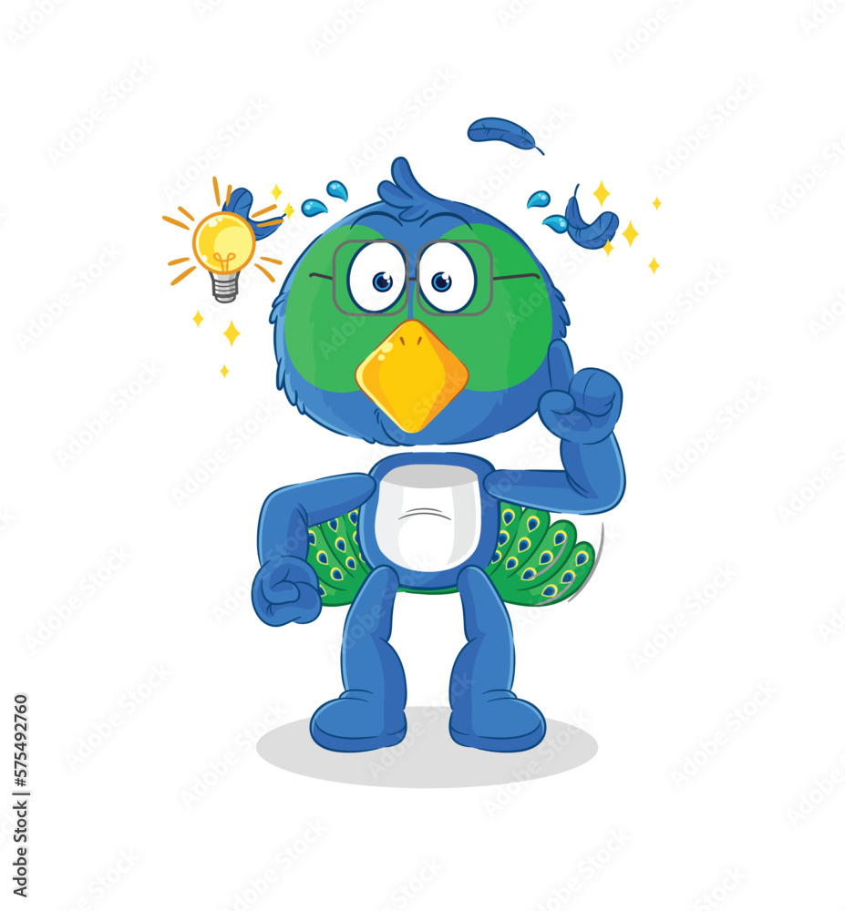 peacock got an idea cartoon. mascot vector peacock got an idea cartoon. mascot vector