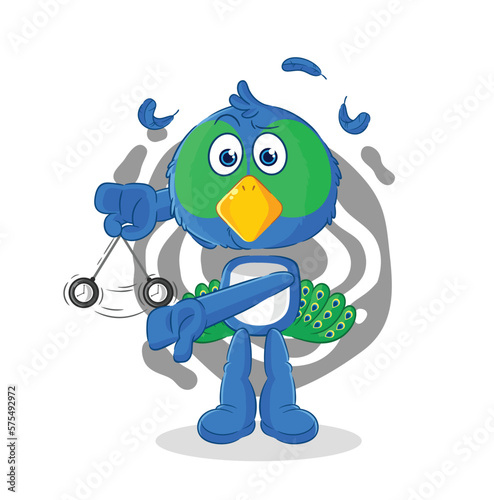 peacock hypnotizing cartoon. cartoon mascot vector