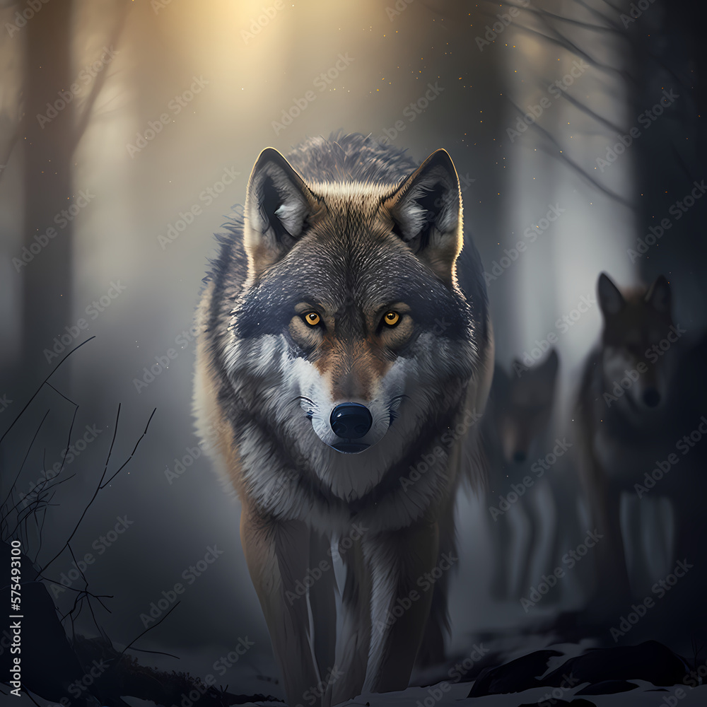wolves in the forest. Generative AI