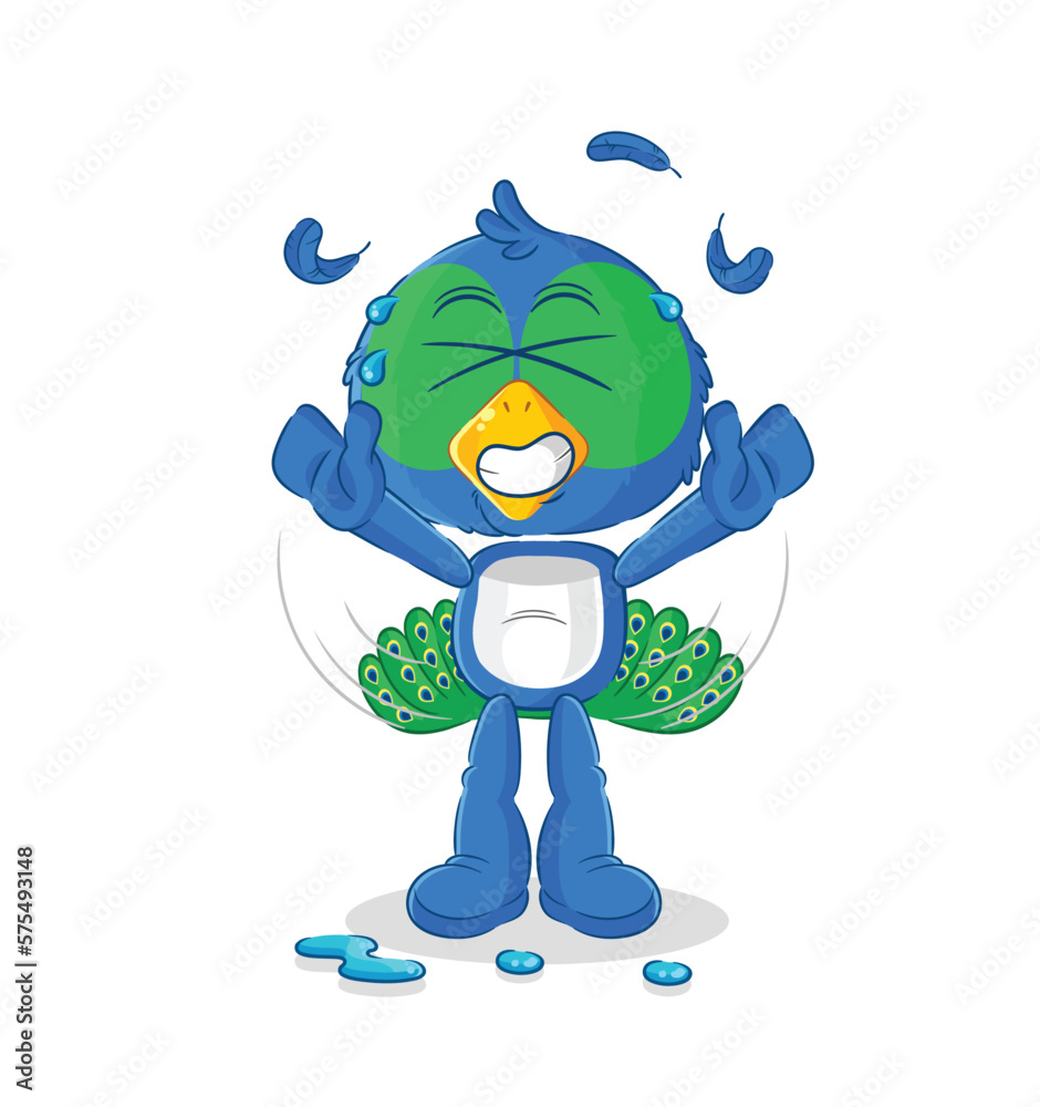 peacock stretching character. cartoon mascot vector peacock stretching character. cartoon mascot vector