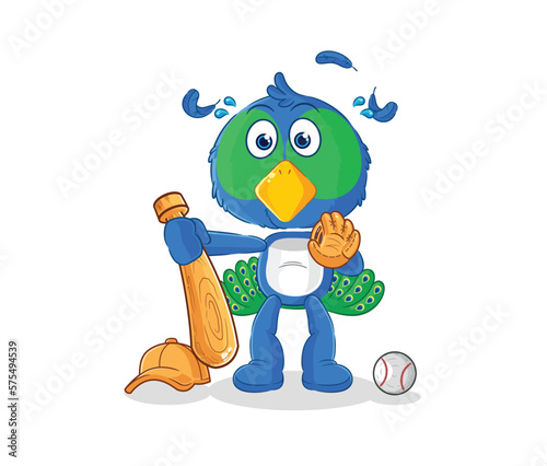 peacock baseball Catcher cartoon. cartoon mascot vector