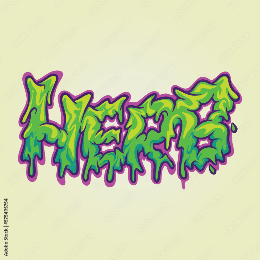 Herb weed melted font hand lettering word illustrations vector for your ...