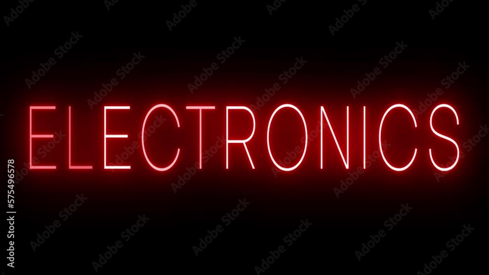 Flickering red retro neon sign glowing against a black background Flickering red retro neon sign glowing against a black background