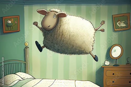 Funny sheep jumping over a ...
