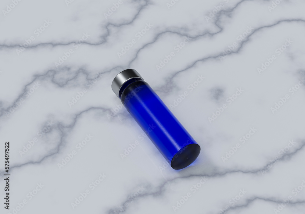 Rendering effect of blue glass bottle Rendering effect of blue glass bottle