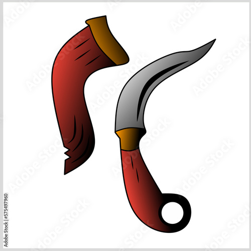 Kerambit , Kerambit is a small curved hand knife, Iconic Traditional Weapon from Minangkabau, West Sumatera, Indonesia. Vector Illustration