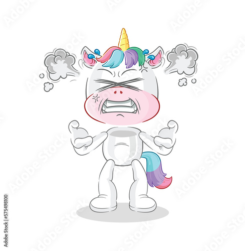 unicorn very angry mascot. cartoon vector