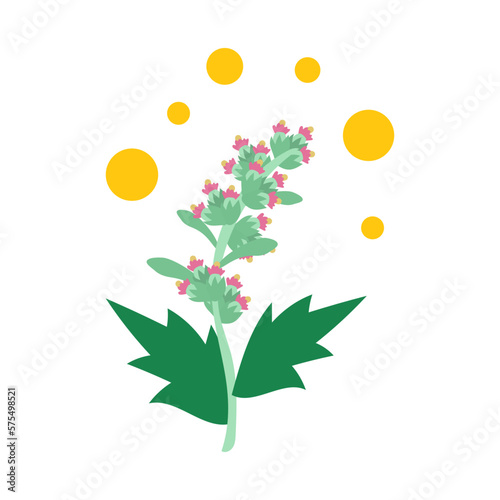 花粉を出すヨモギ。フラットなベクターイラスト。
Pollen-releasing mug wort. Flat designed vector illustration.