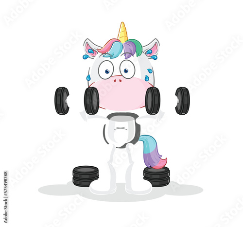 unicorn weight training illustration. character vector