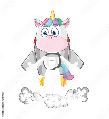 unicorn with jetpack mascot. cartoon vector