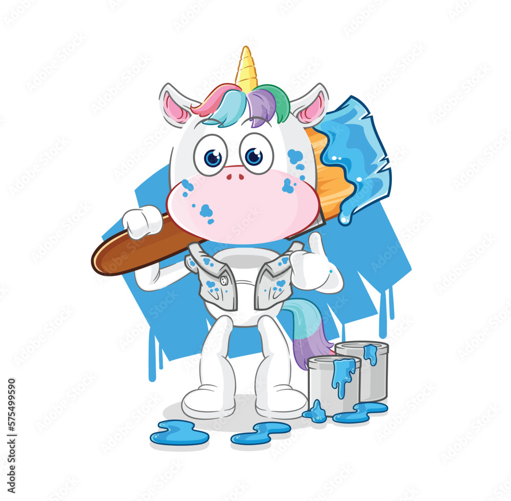 unicorn painter illustration. character vector