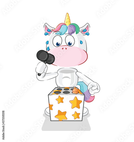 unicorn play whack a mole mascot. cartoon vector