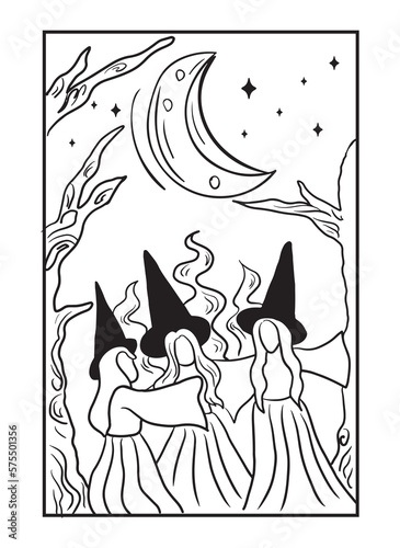 Witchs dancing under the moon vector