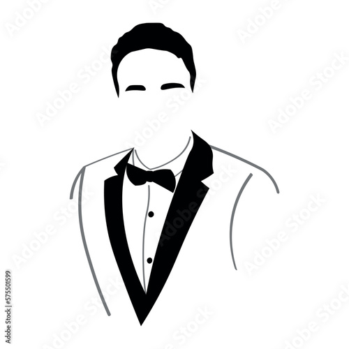 Drawn handsome gentleman on white background