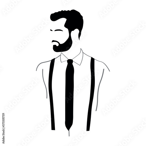 Drawn stylish gentleman on white background