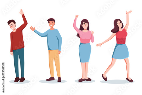 set of character people various movements vector illustration