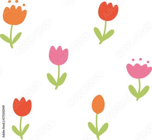 Tulip flower icon set, Vector hand drawn doodle illustration.	