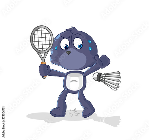 seal playing badminton illustration. character vector