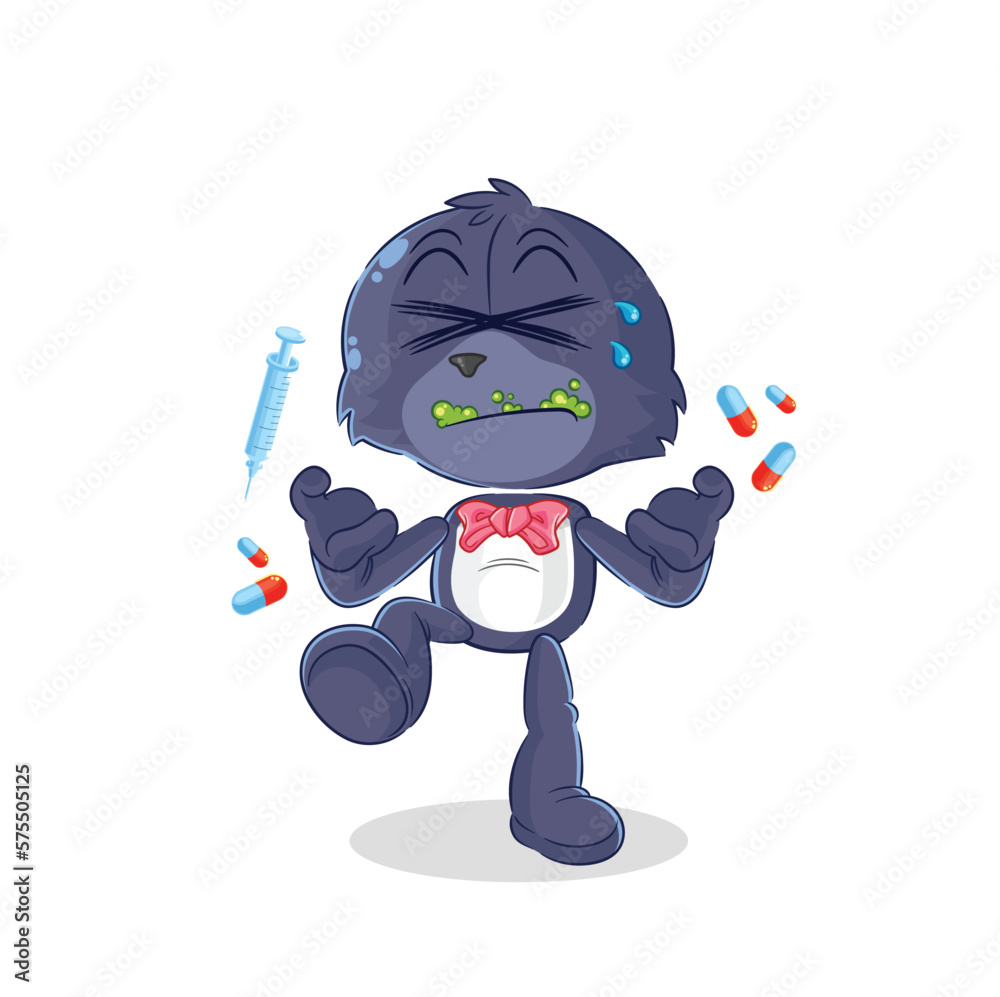 seal drug overdose. cartoon illustration seal drug overdose. cartoon illustration