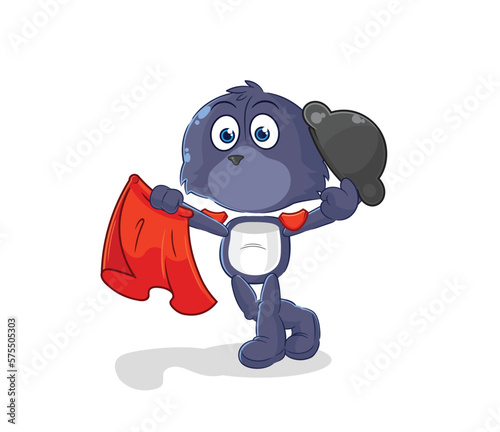 seal matador with red cloth illustration. character vector