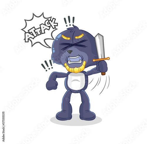 seal knights attack with sword. cartoon mascot vector