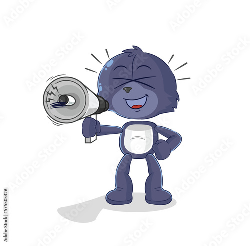 seal holding hand loudspeakers vector. cartoon character
