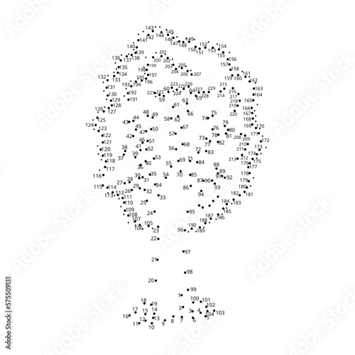 Connect The Dots and Draw tree coloring page, Educational Game for Kids. line drawing for kids, 
