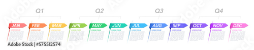 Business concept with 12 months to success. Business presentation showing growth data in 12 months. Workflow, Annual reports.