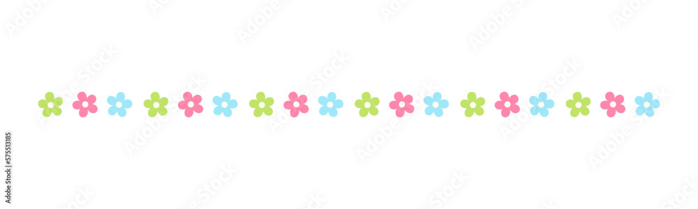 Fototapeta premium Cute Spring Floral Divider Borders. Springtime and Easter flower separators design elements.