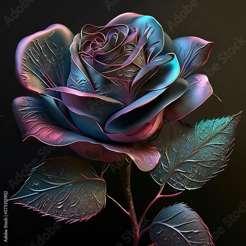 metallic rose on a black background