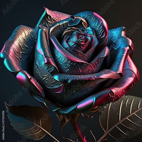 metallic rose on a black background