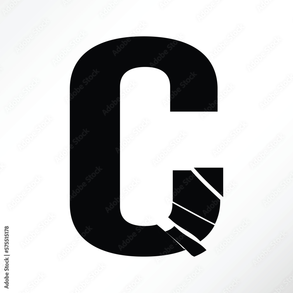 Minimalist vector of shattered letter c
