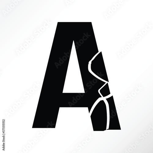 Minimalist vector of shattered letter a