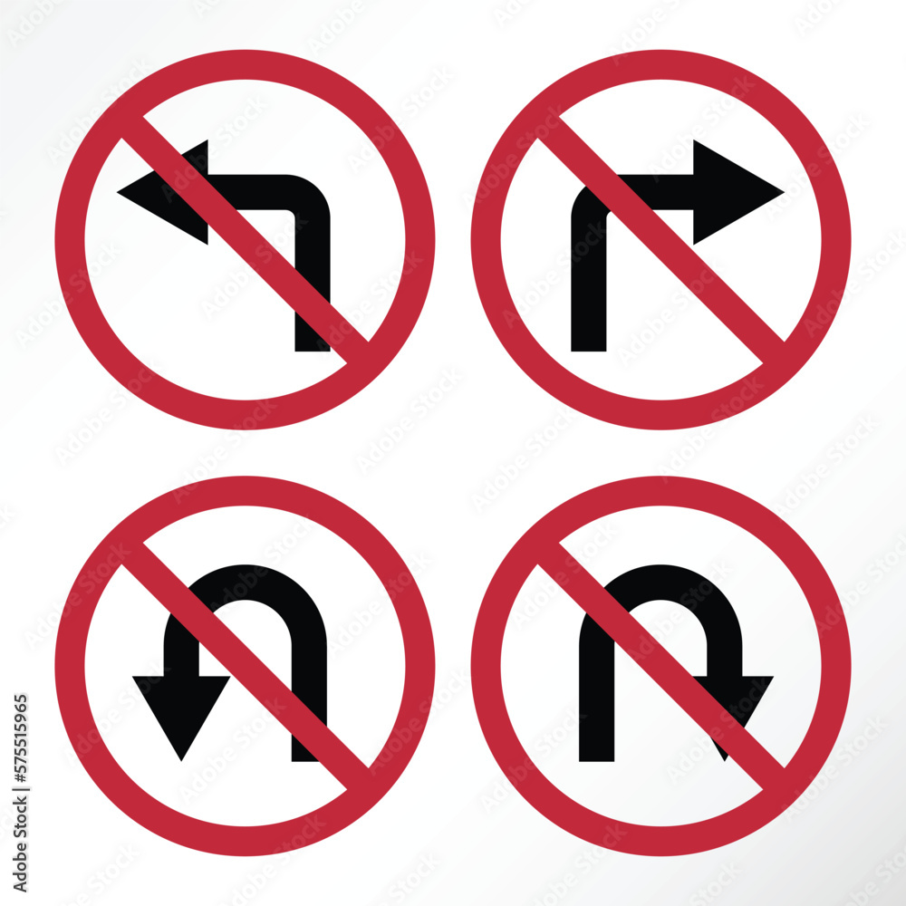 Minimalist vector of do not turn road sign. Minimalist vector of do not turn road sign.