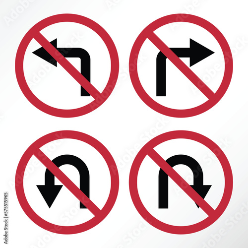 Minimalist vector of do not turn road sign.