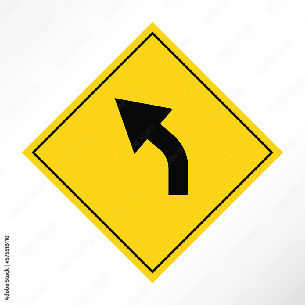 Minimalist vector of turn left road sign.
