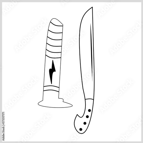 Golok, Iconic Traditional Weapon from Jakarta, Indonesia. Vector Illustration