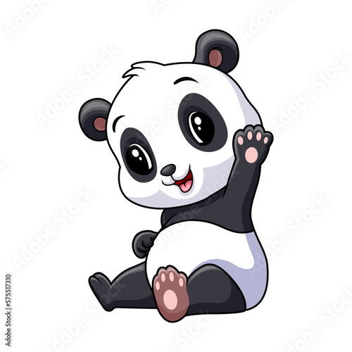 Fototapeta Naklejka Na Ścianę i Meble -  Cute baby panda waving hand