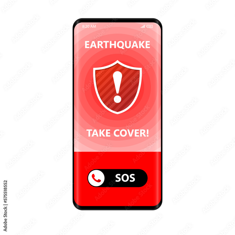 Earthquake app alert sos call emergency illustration