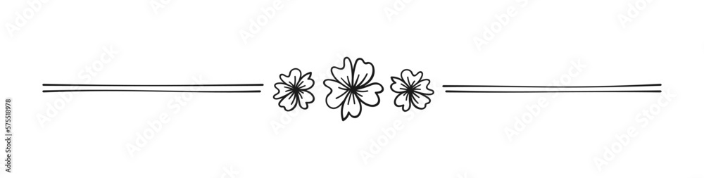 Cute floral page divider doodle illustrations. Simple flower border line art Cute floral page divider doodle illustrations. Simple flower border line art