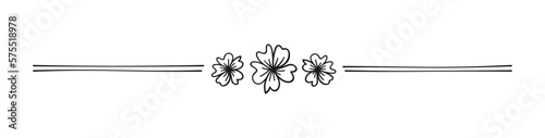 Cute floral page divider doodle illustrations. Simple flower border line art