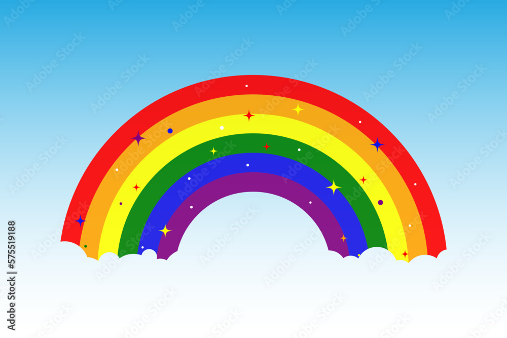 Fototapeta premium Color Rainbow With Clouds, With Gradient