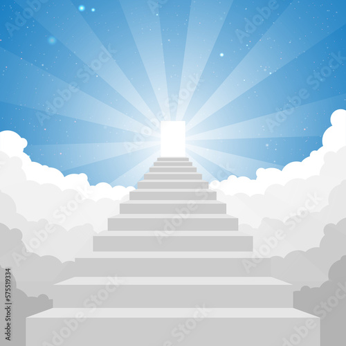 Photographie Staircase leading to heaven Glowing holy door at the top