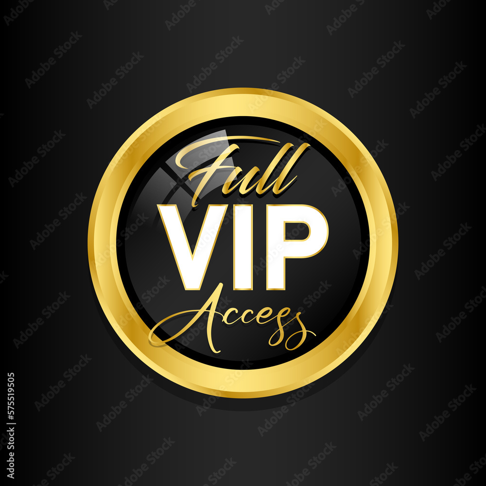 VIP badge in gold and black Round label Modern illustration