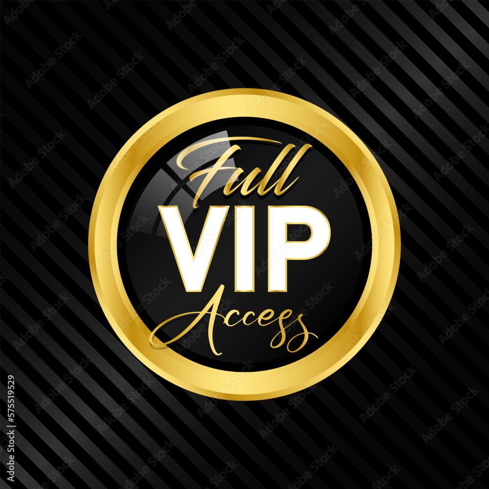 Fototapeta premium VIP badge in gold and black Round label Modern illustration