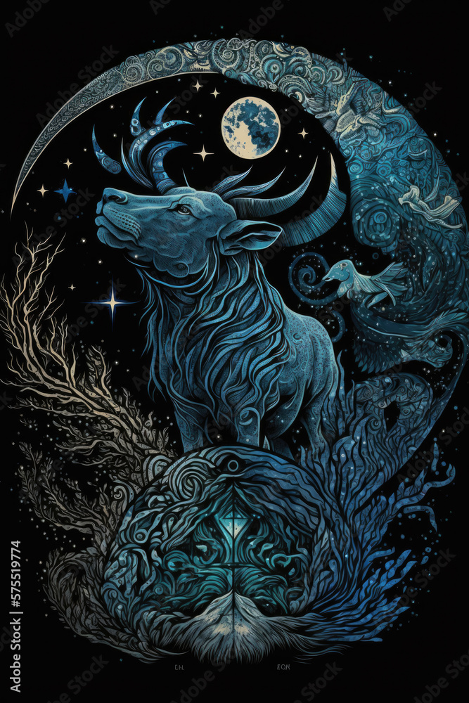 Mystical zodiac symbol art in a night scene is a beautiful and captivating way to showcase .